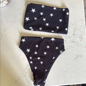 Oh Polly Black and White Swim Set Star Pattern